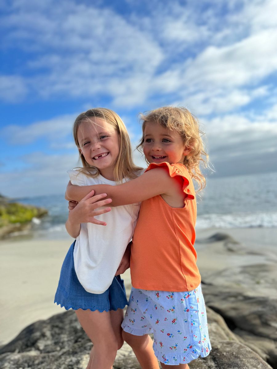 Delia Shorts - Blue Gingham Floral