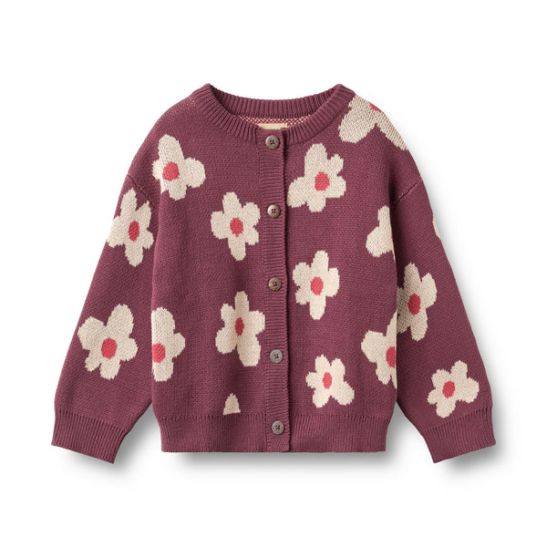 Jacquard Cardigan - Eggplant