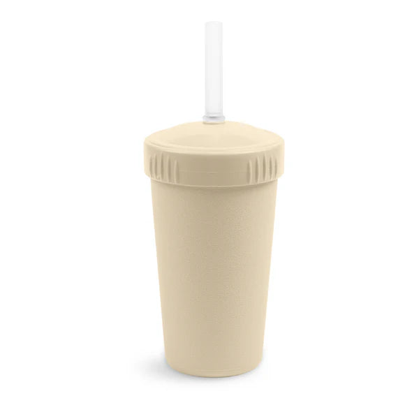 Straw Cup with Lid & Straw - Assorted Colours