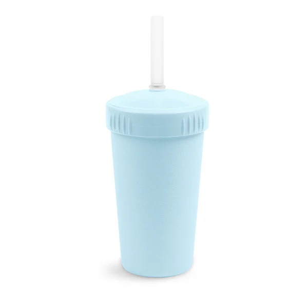 Straw Cup with Lid & Straw - Assorted Colours
