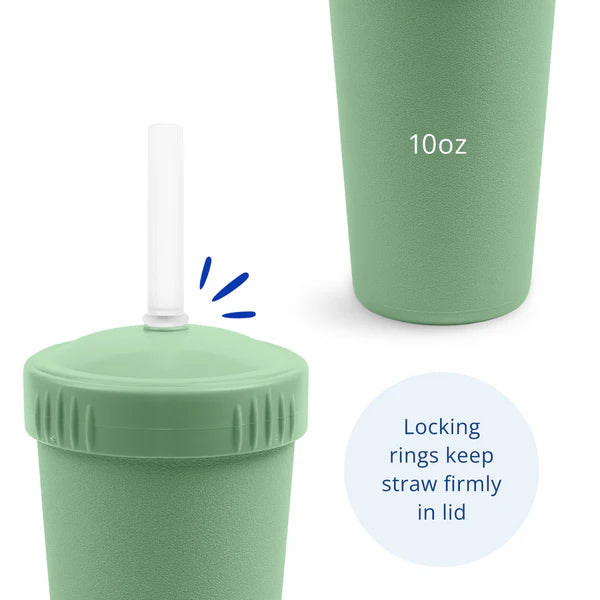 Straw Cup with Lid & Straw - Assorted Colours