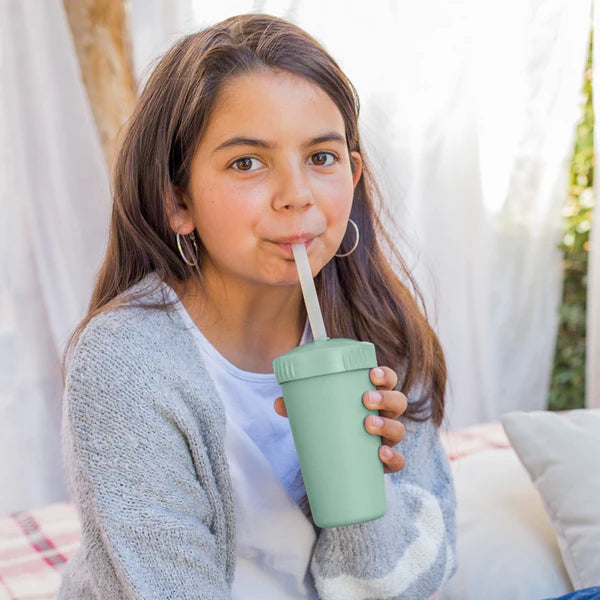 Straw Cup with Lid & Straw - Assorted Colours