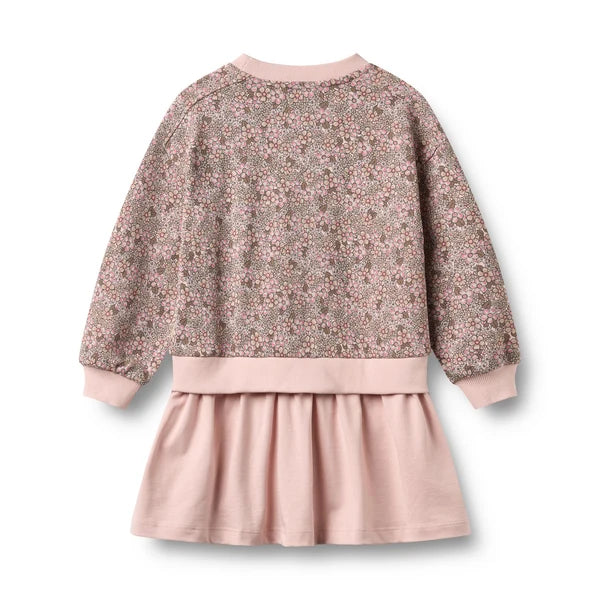 Sweat Dress Maggie - Rose Brown Flowers