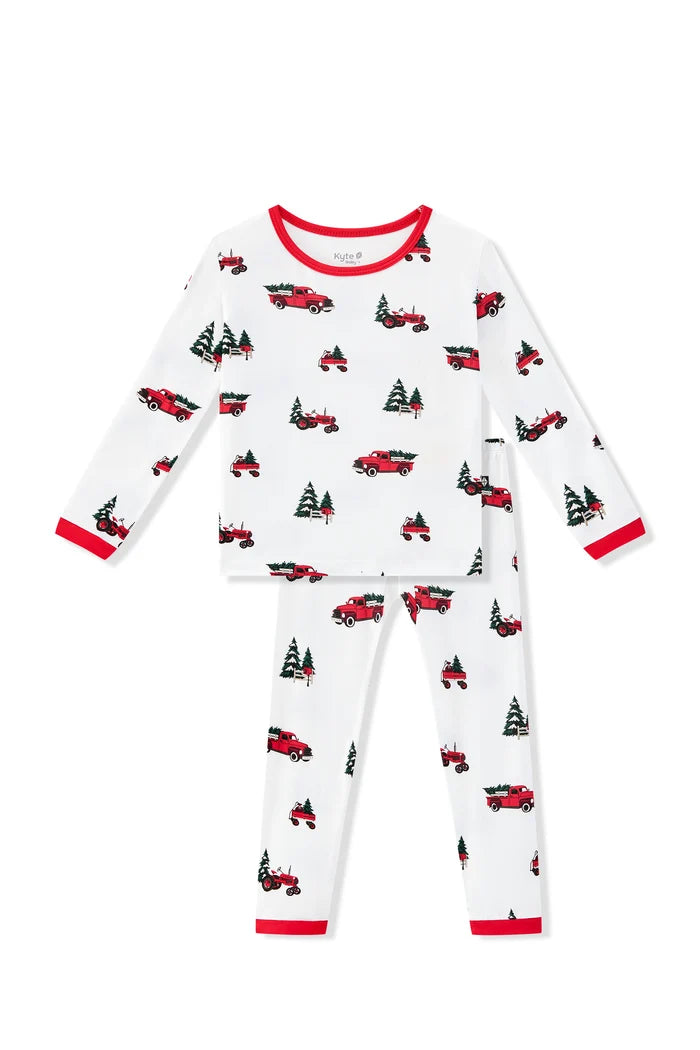 Long Sleeve Pajamas in Holiday Tree Farm