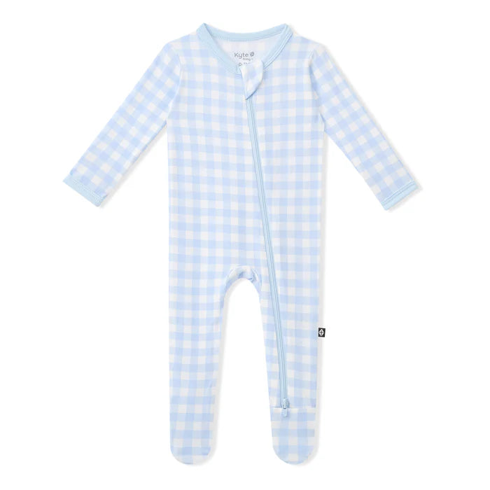 Zippered Footie in Gingham Breeze