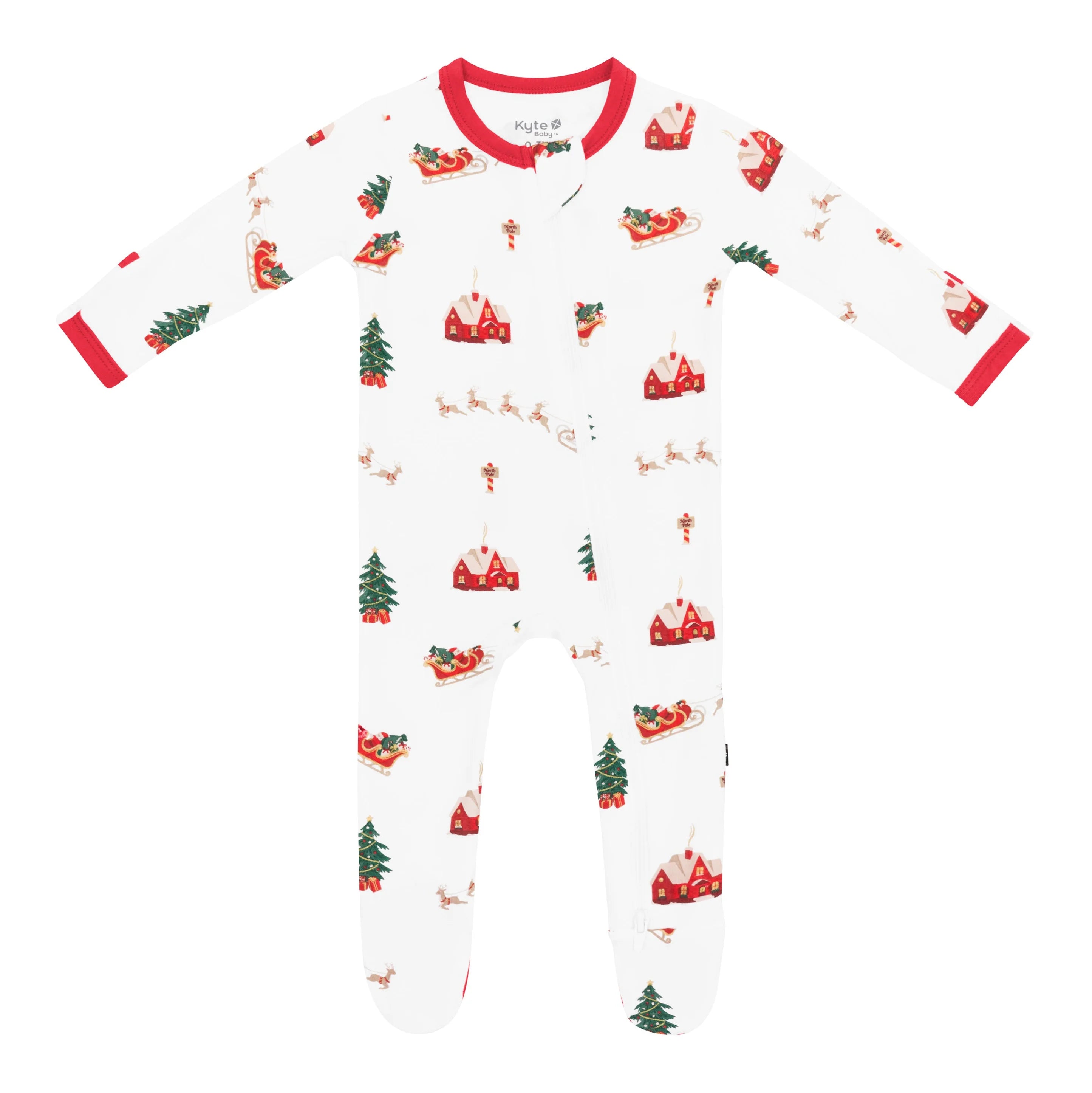 Zippered Footie in Santa Sleigh