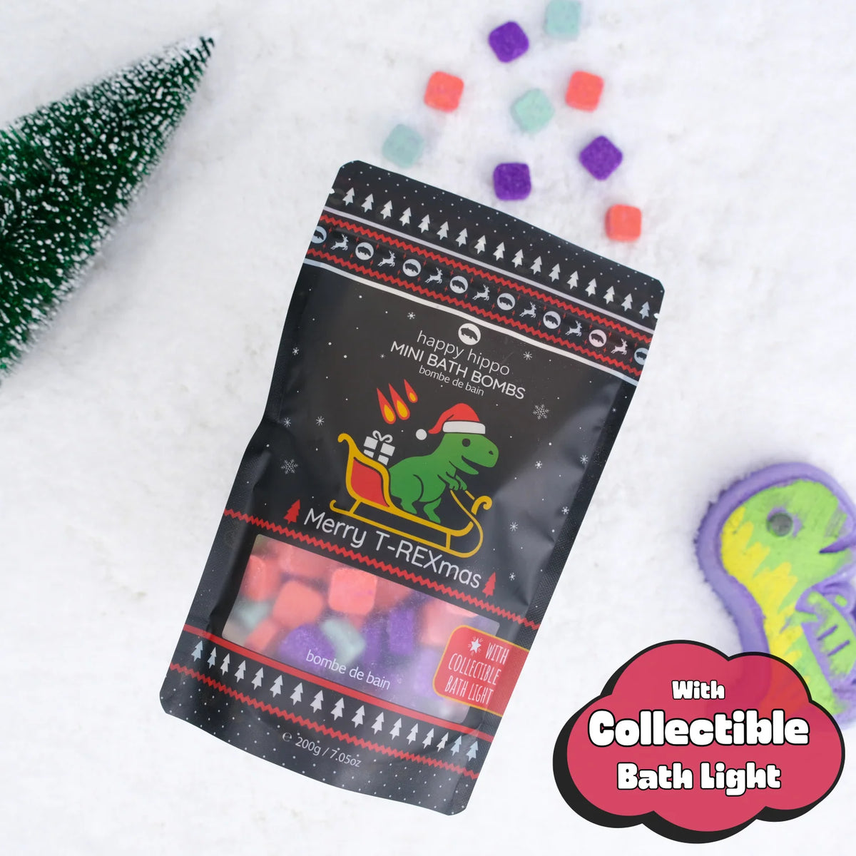 Merry T-REXmas - Mini Bath Bombs with Bath Light