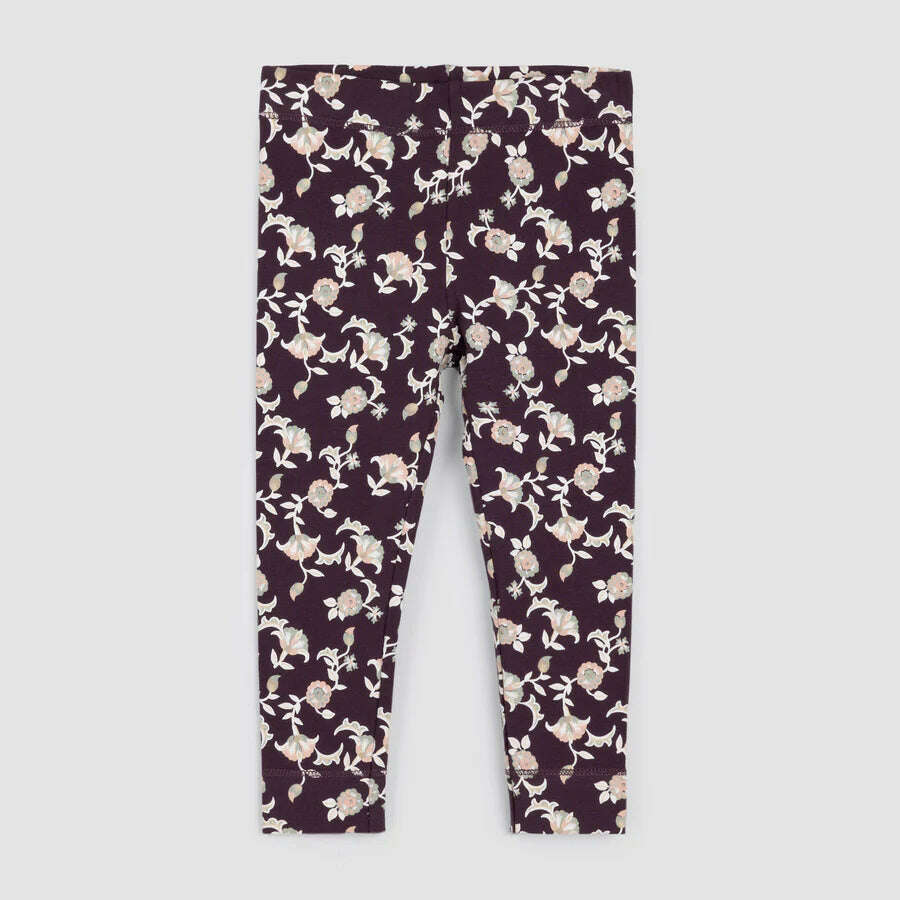 Vine Print on Plum Leggings - Size 10