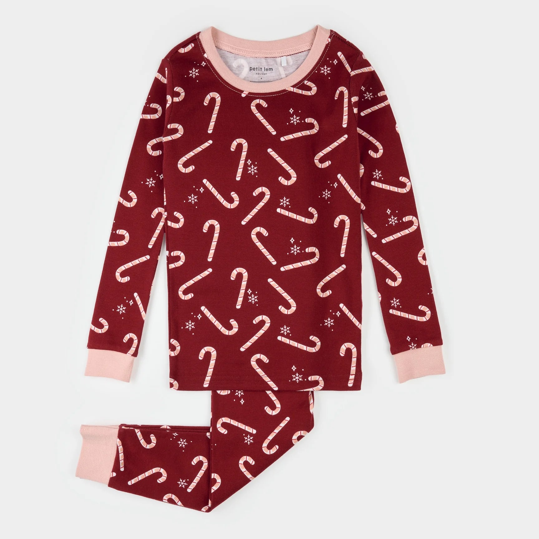 Candy Cane Print on Red PJ Set