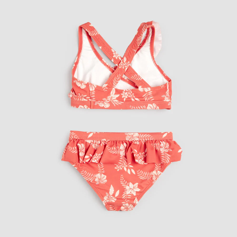 Hibiscus Print on Raspberry Cross-Over Bikini - Size 2