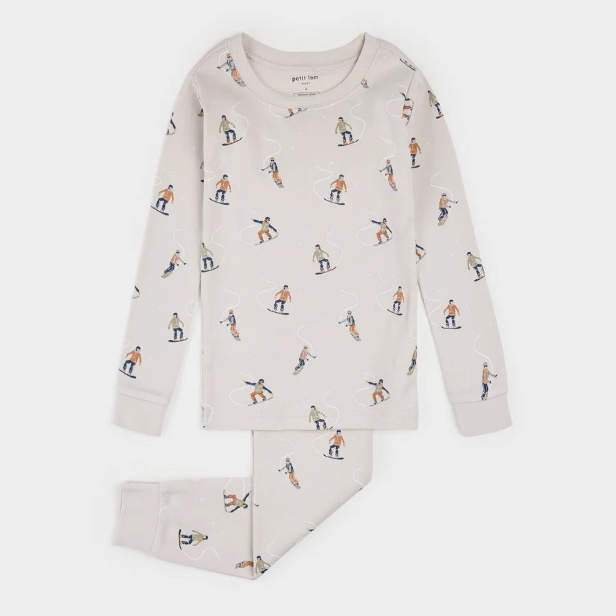 Slope Stars Print on Crème PJ Set