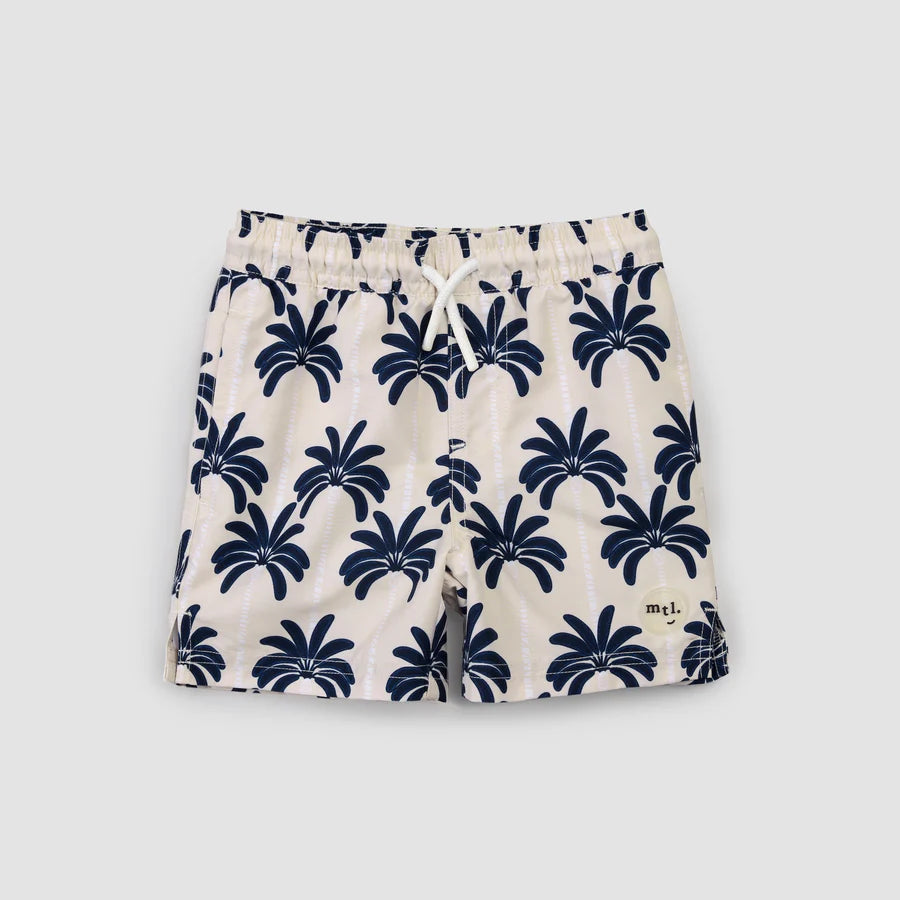 Palm Trees Print on Beige Swim Trunks