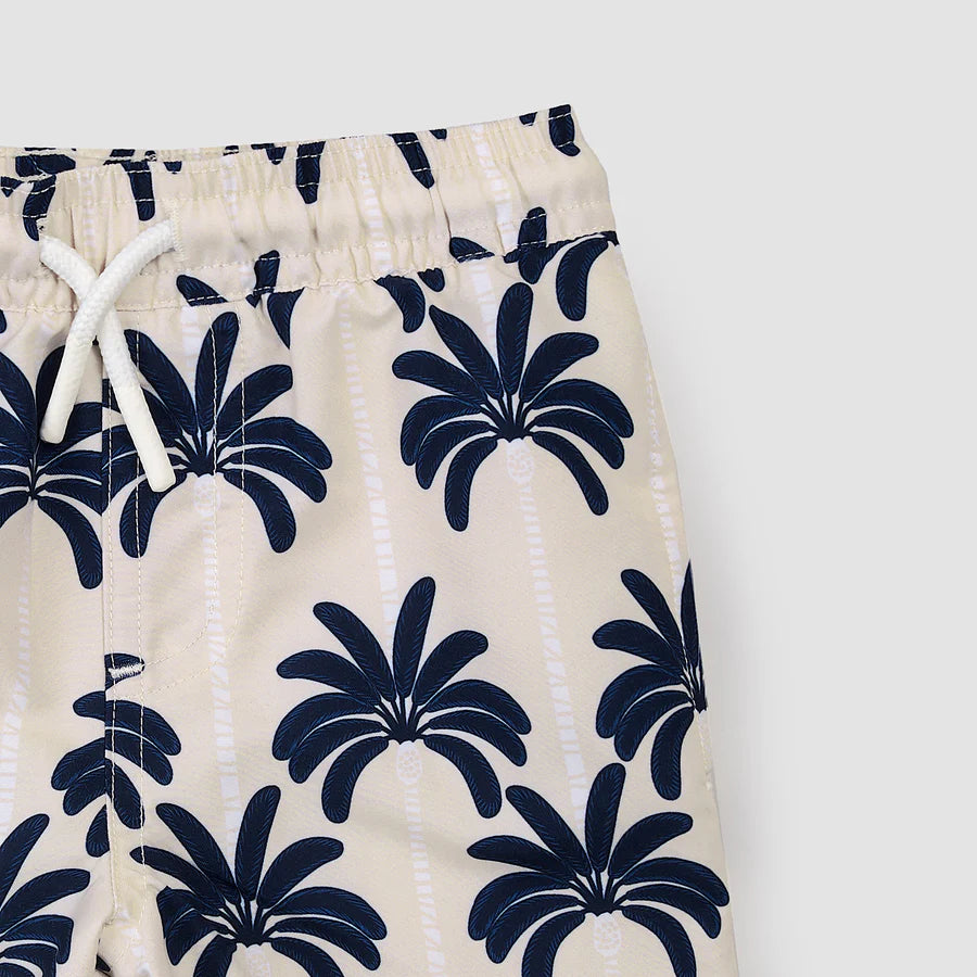 Palm Trees Print on Beige Swim Trunks