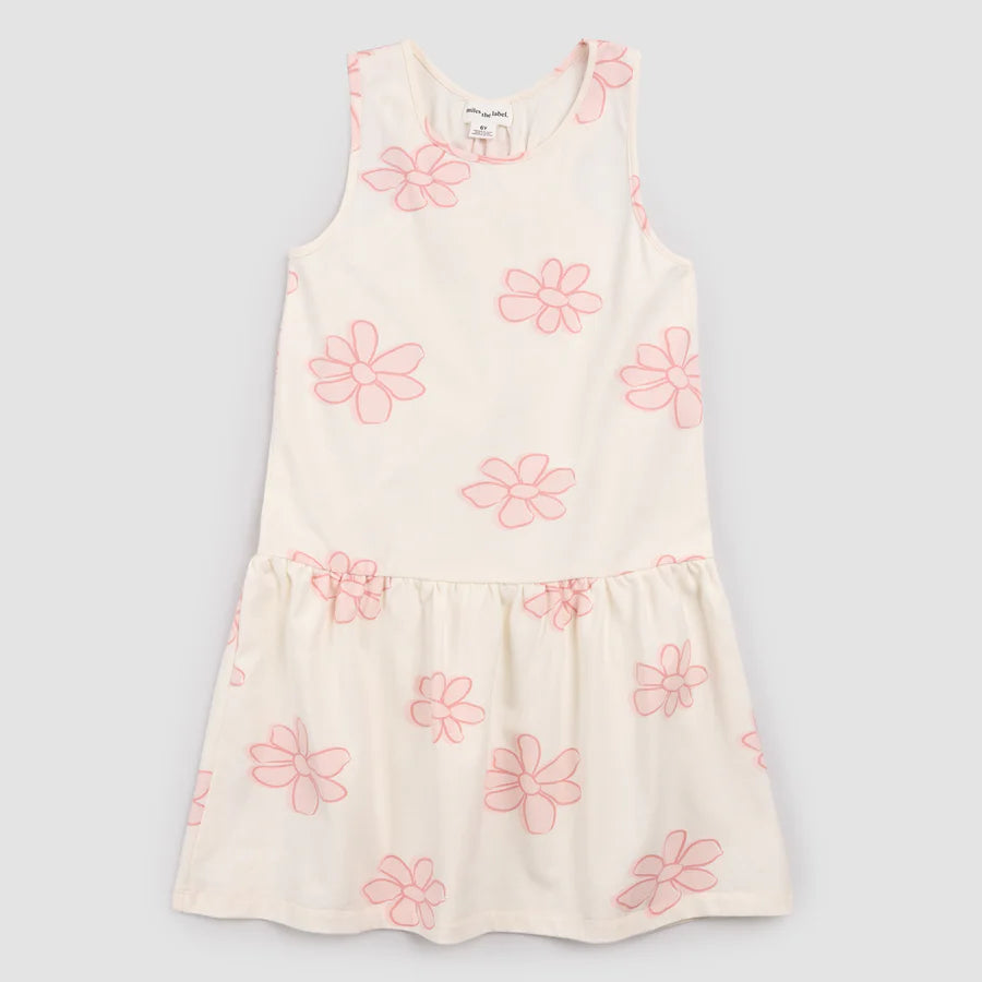Flowers on Ivory Racerback Jersey Dress