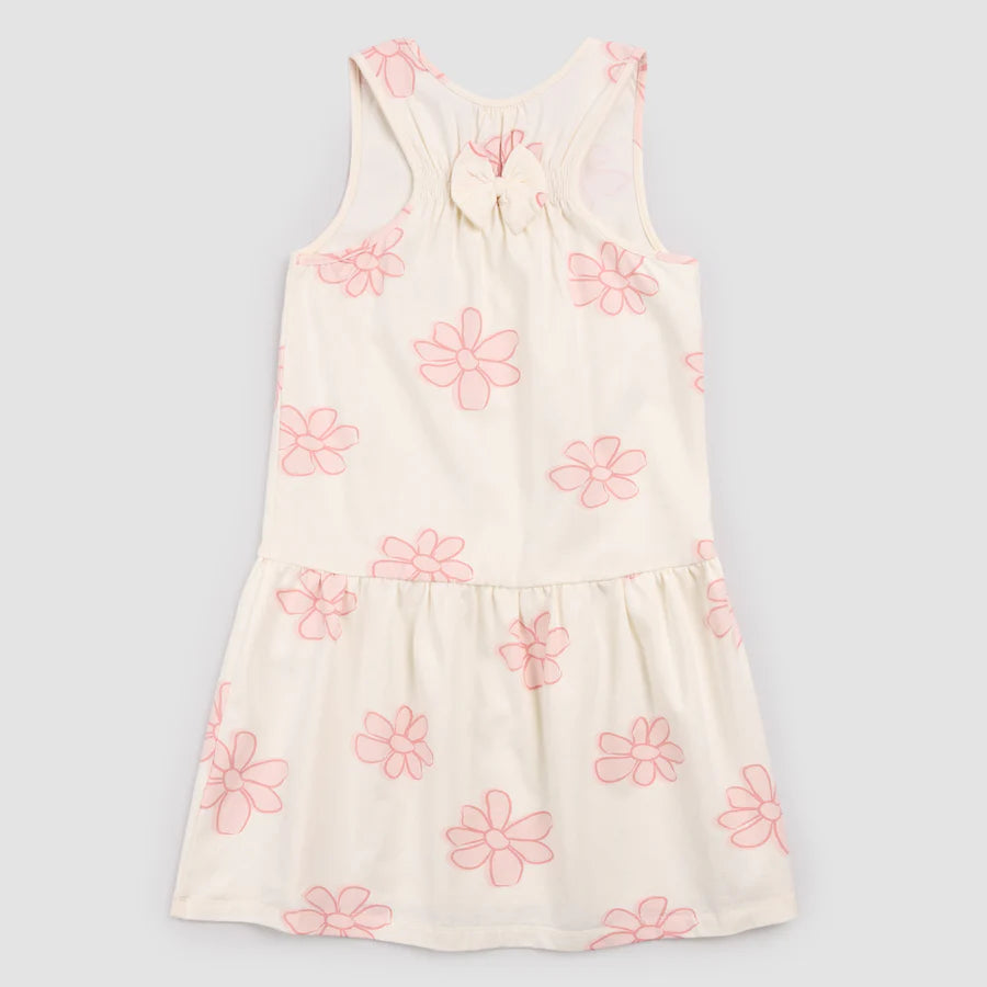 Flowers on Ivory Racerback Jersey Dress