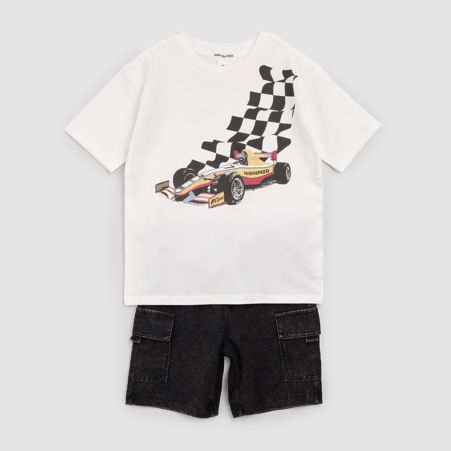 Grand Prix on Off-White Short Set