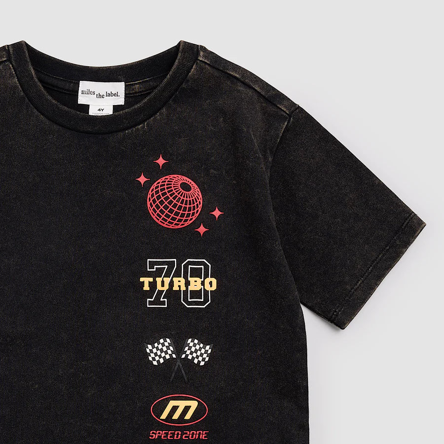 Racing on Black Acid Wash T-Shirt