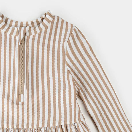 Long-Sleeve Rashguard Set - Taupe Stripe