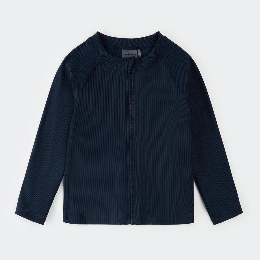 Ribbed Navy Full Zip Rashguard