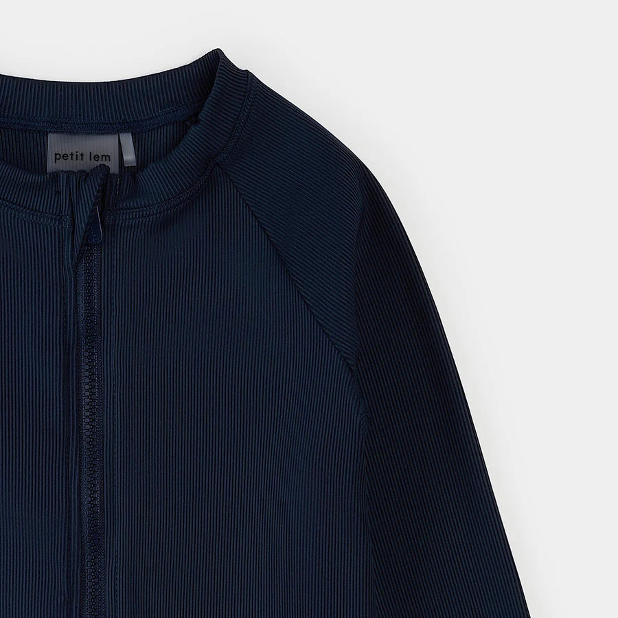 Ribbed Navy Full Zip Rashguard