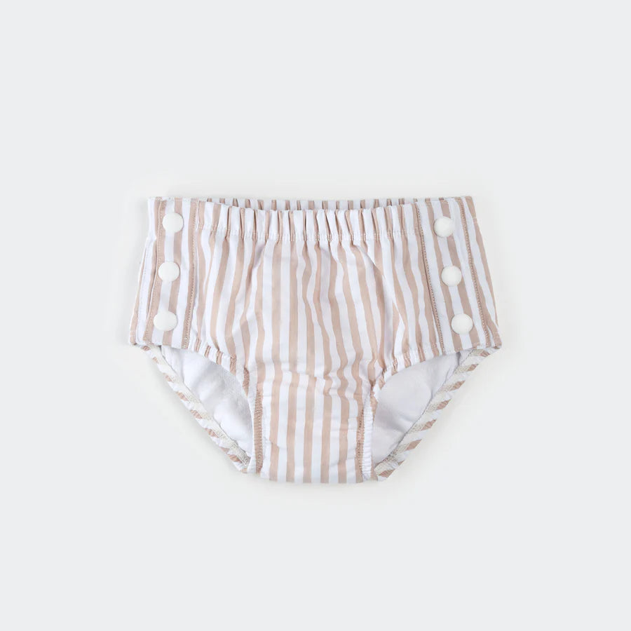 Taupe Stripe Seersucker Swim Diaper