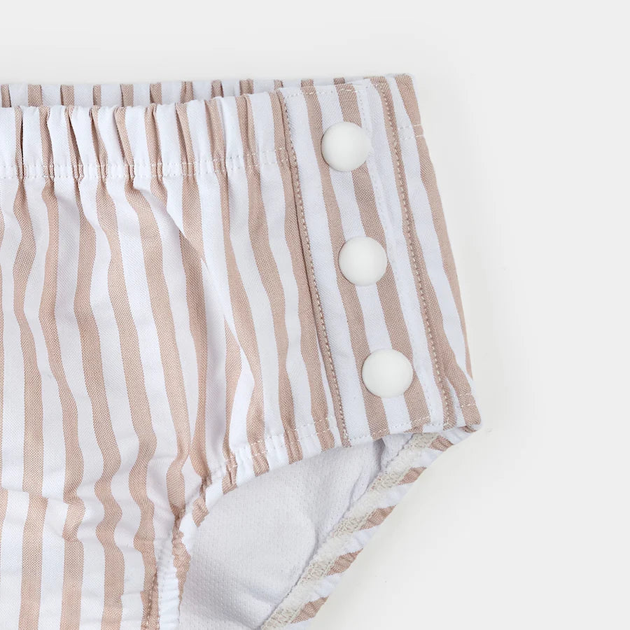 Taupe Stripe Seersucker Swim Diaper