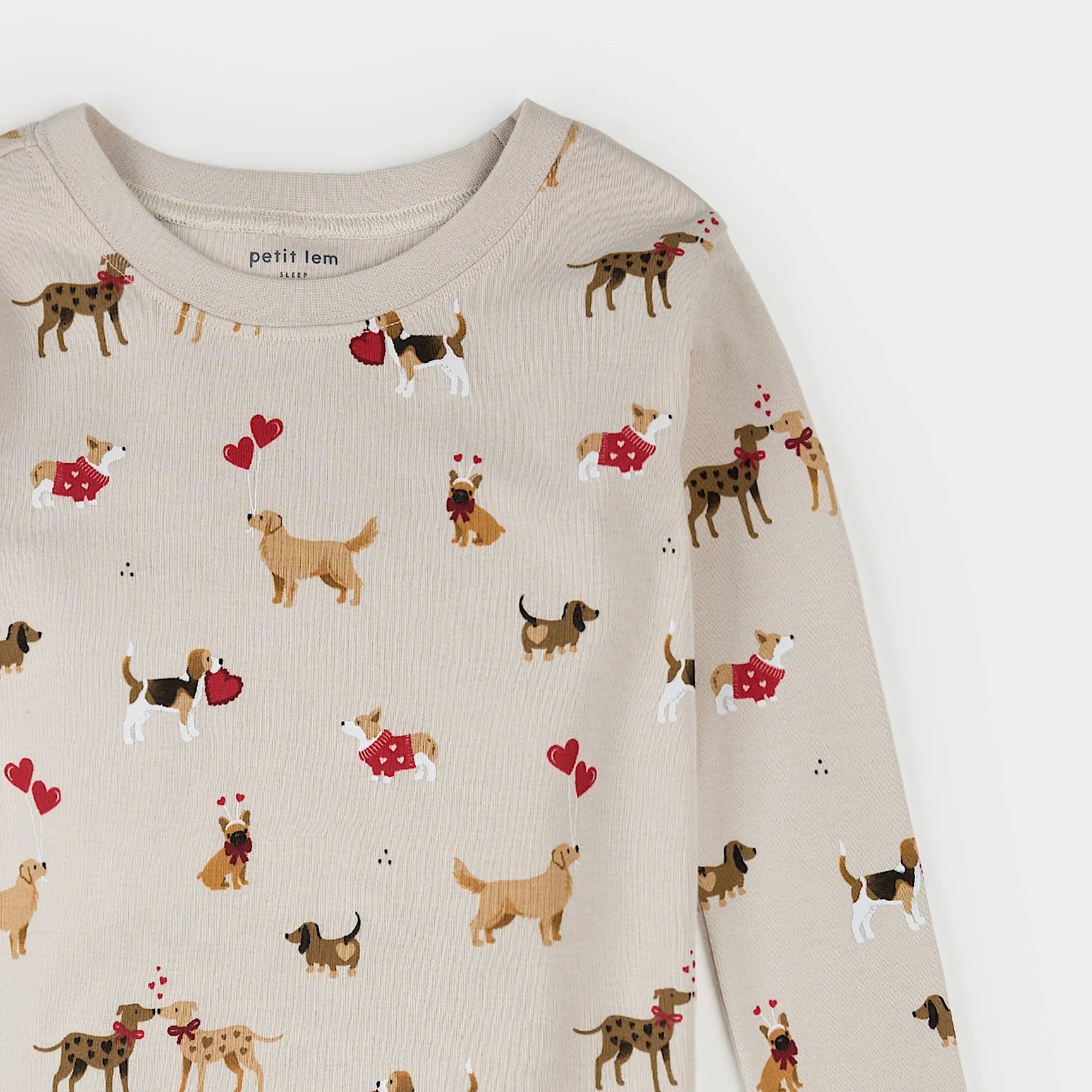 Puppy Love Print on Beige PJ Set