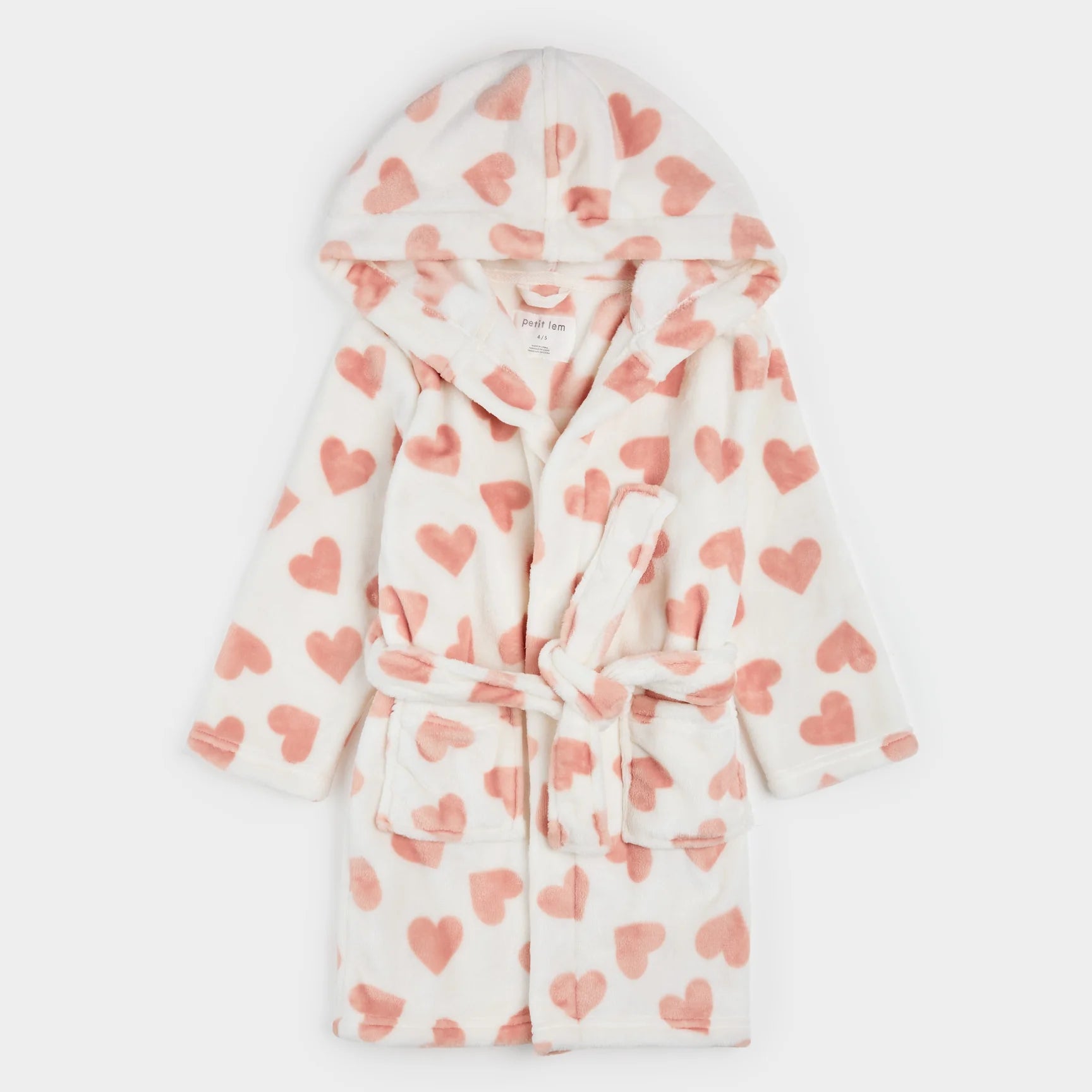Heart Prints on Ivory Plush Robe