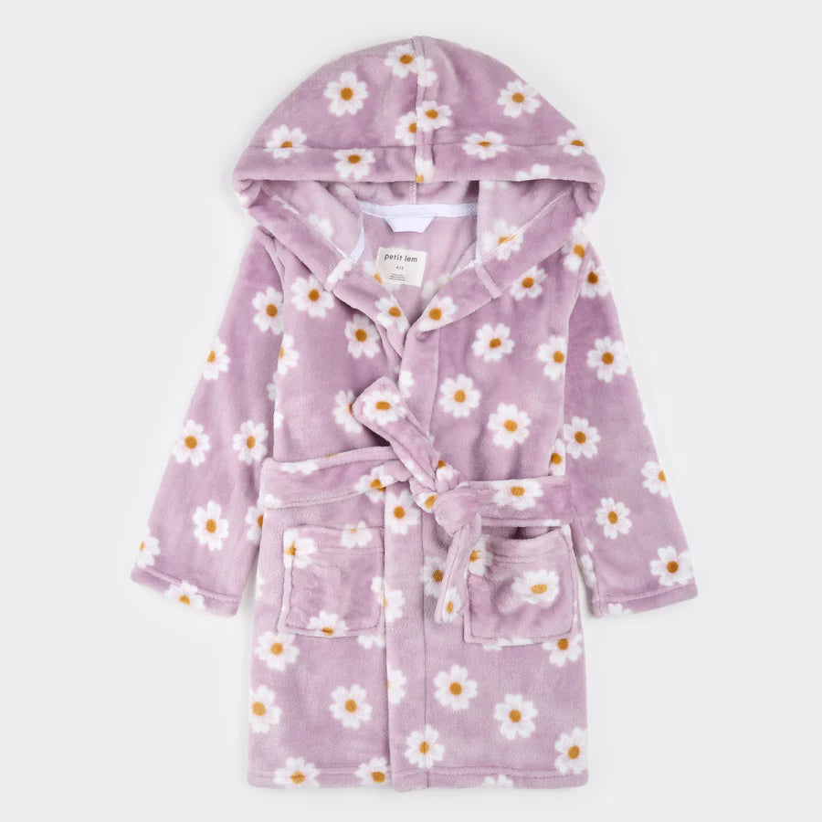 Daisies Print on Violet Plush Robe