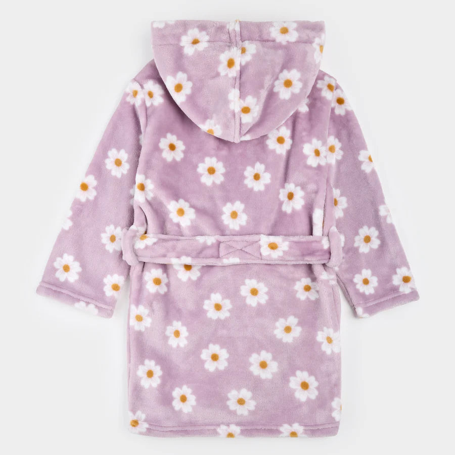 Daisies Print on Violet Plush Robe