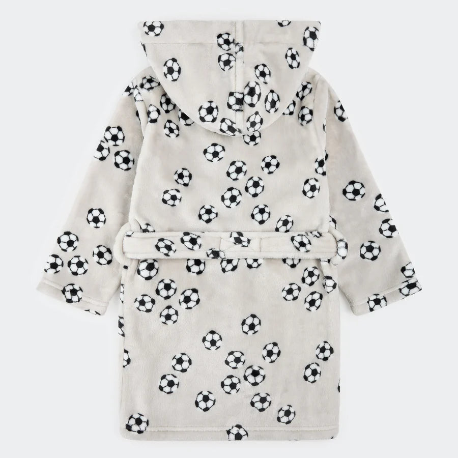 Soccer Ball Print on Lunar Rock Plush Robe