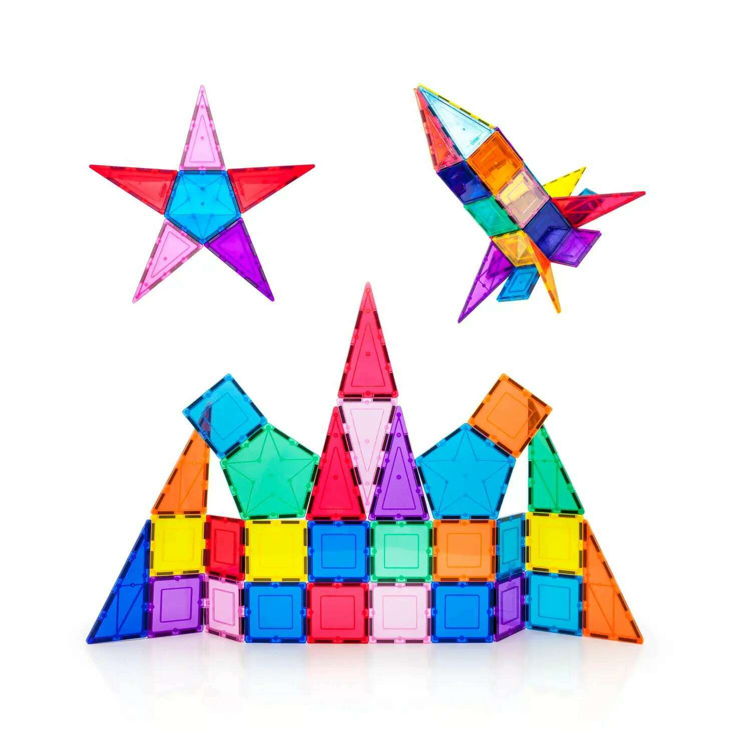Picasso Tiles : 32 Piece Magnetic Rocket Tileset