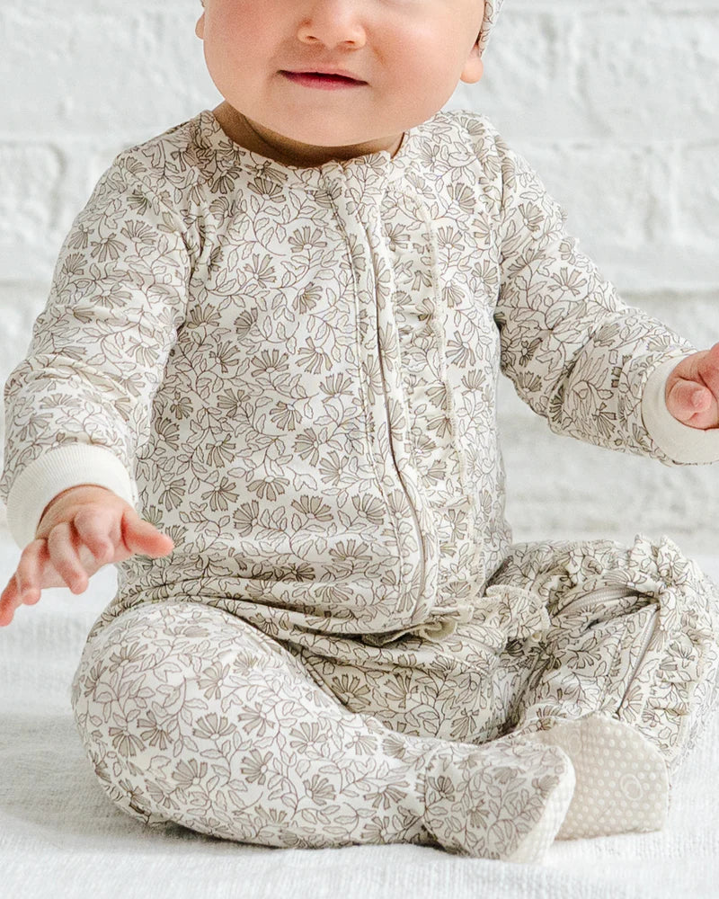 Neve Ruffle Zipper Footie - Laverne Floral