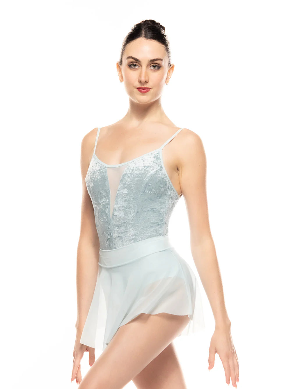 Chloe Leotard Baby Blue Distressed Velvet