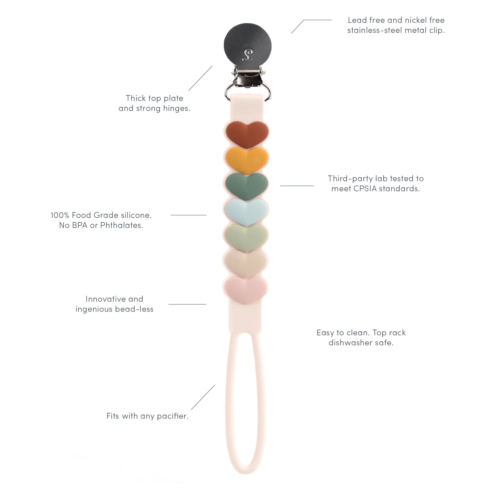 Beadless Pacifier Clip - Assorted