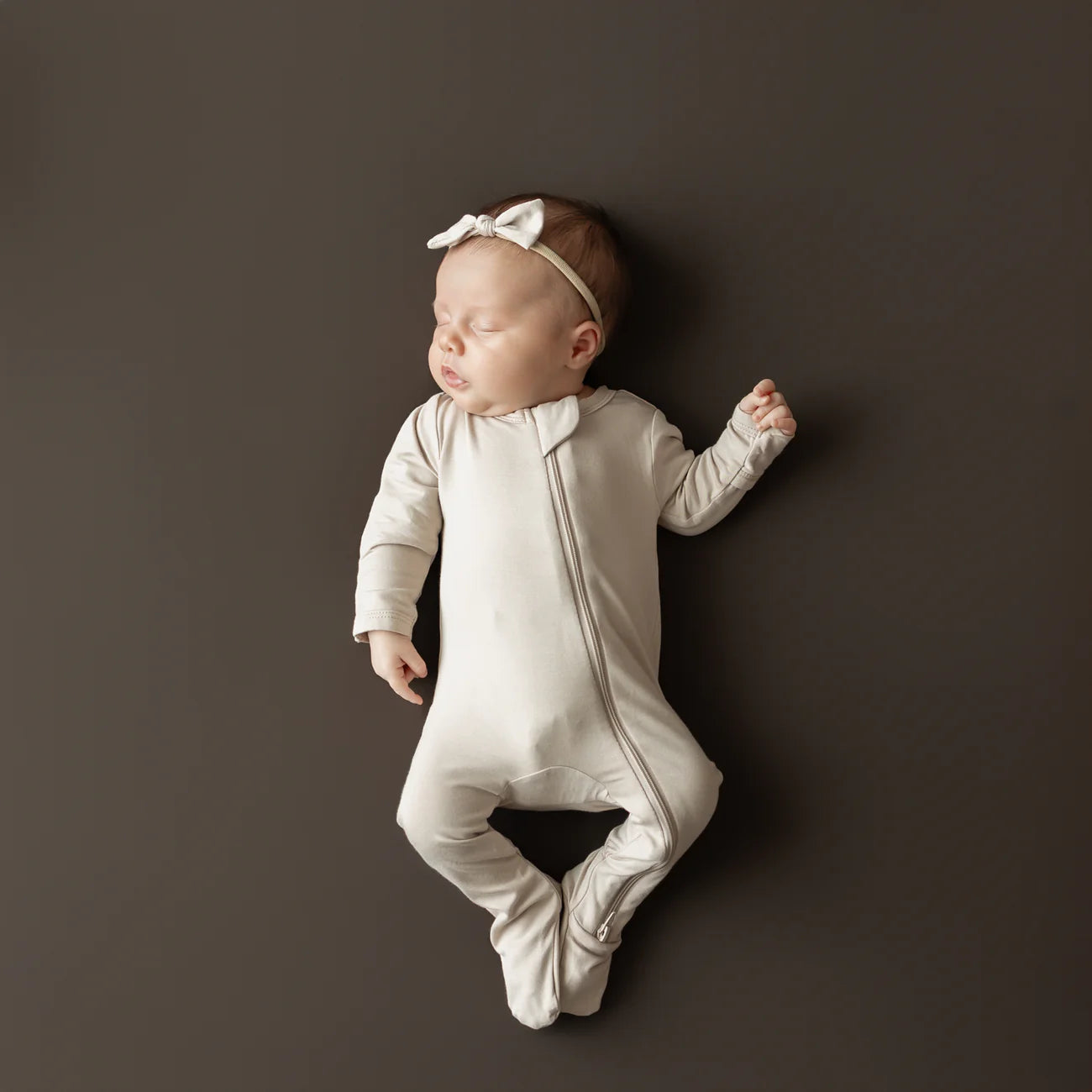 Zippered Footie in Bisque
