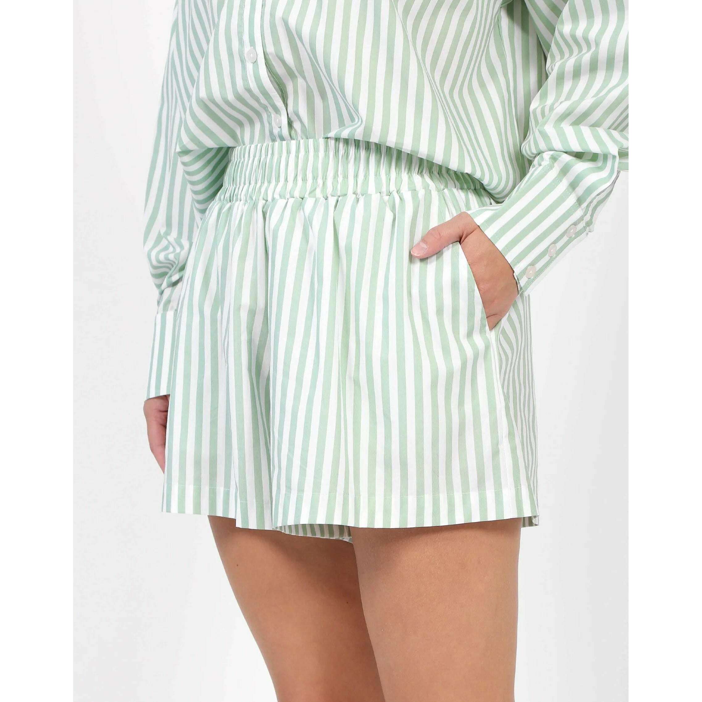 Striped Short - Sage Green - Size XS/S