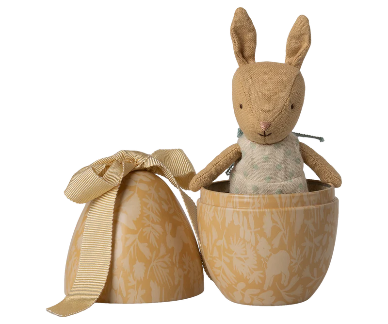 Easter egg with micro rabbit, Small - Cream yellow