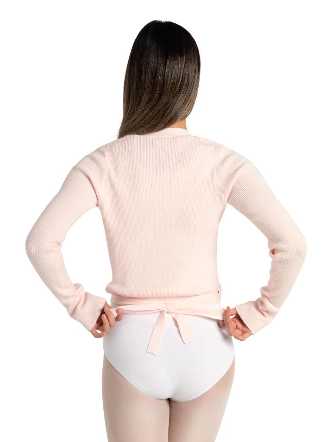 Ribbed Knit Wrap Sweater - Pink