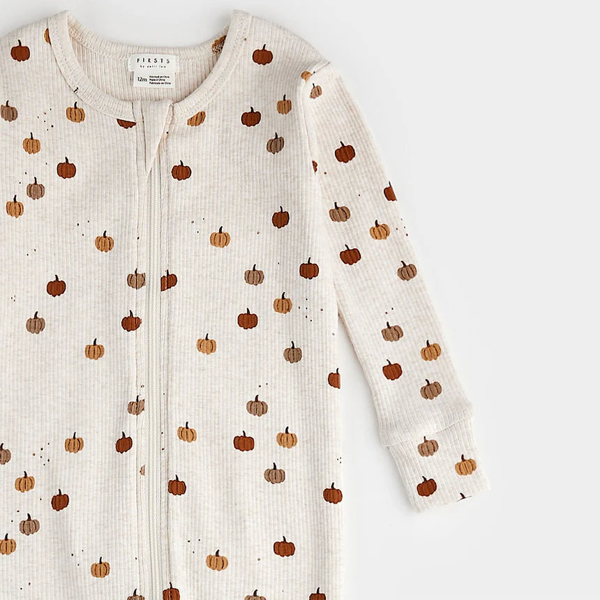 Pumpkin Print on Heathered Oatmeal Convertible Sleeper