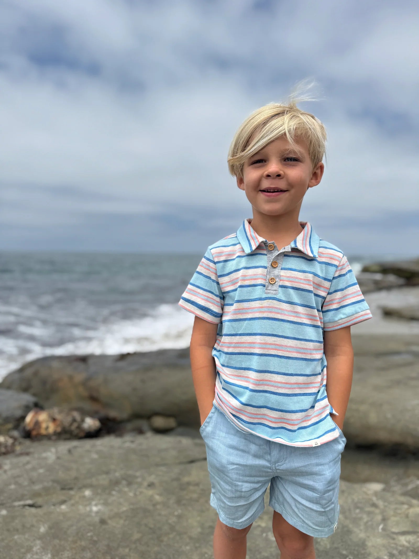 Polreath - Blue/Pink Stripe Polo