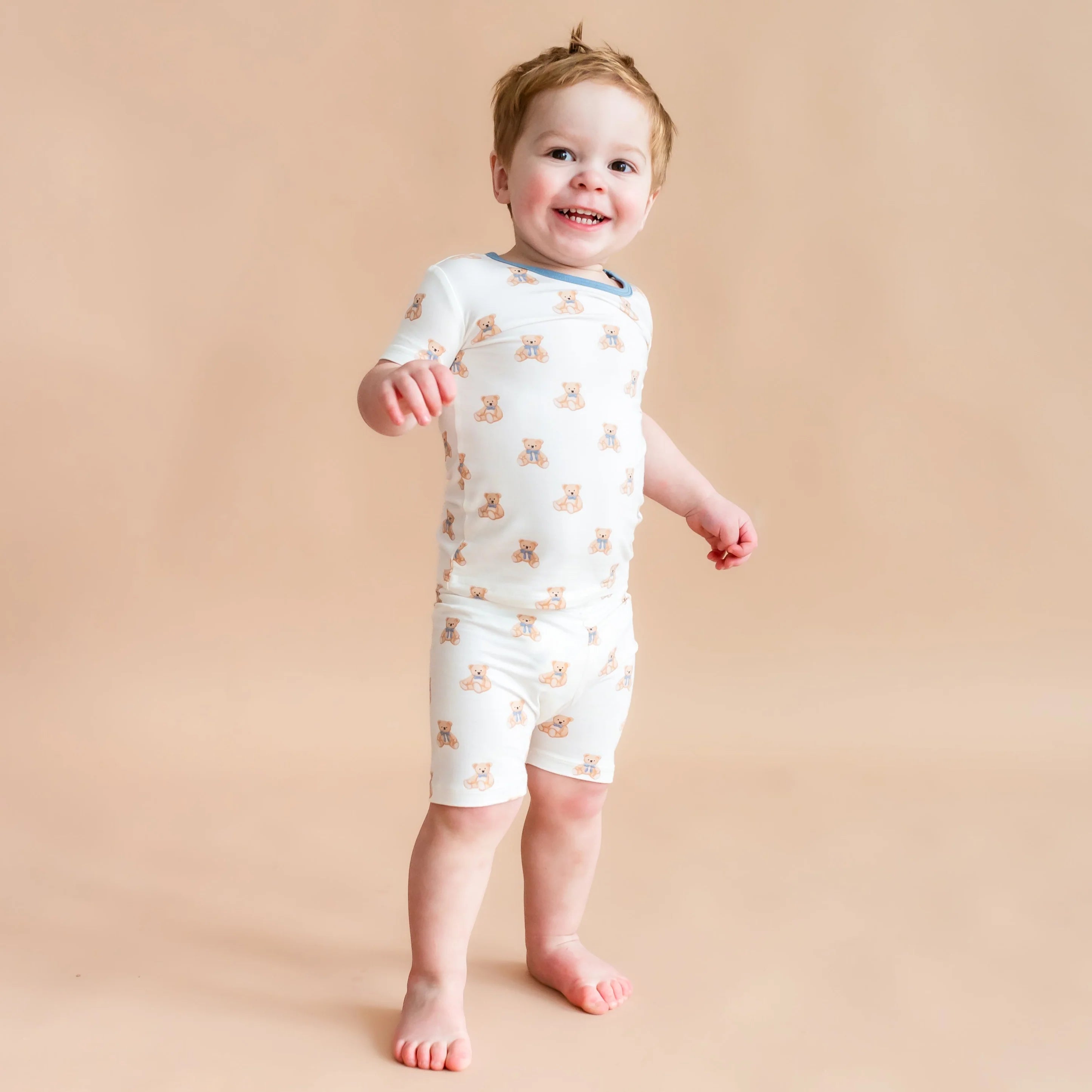 Short Sleeve Pajamas in Teddy Bear