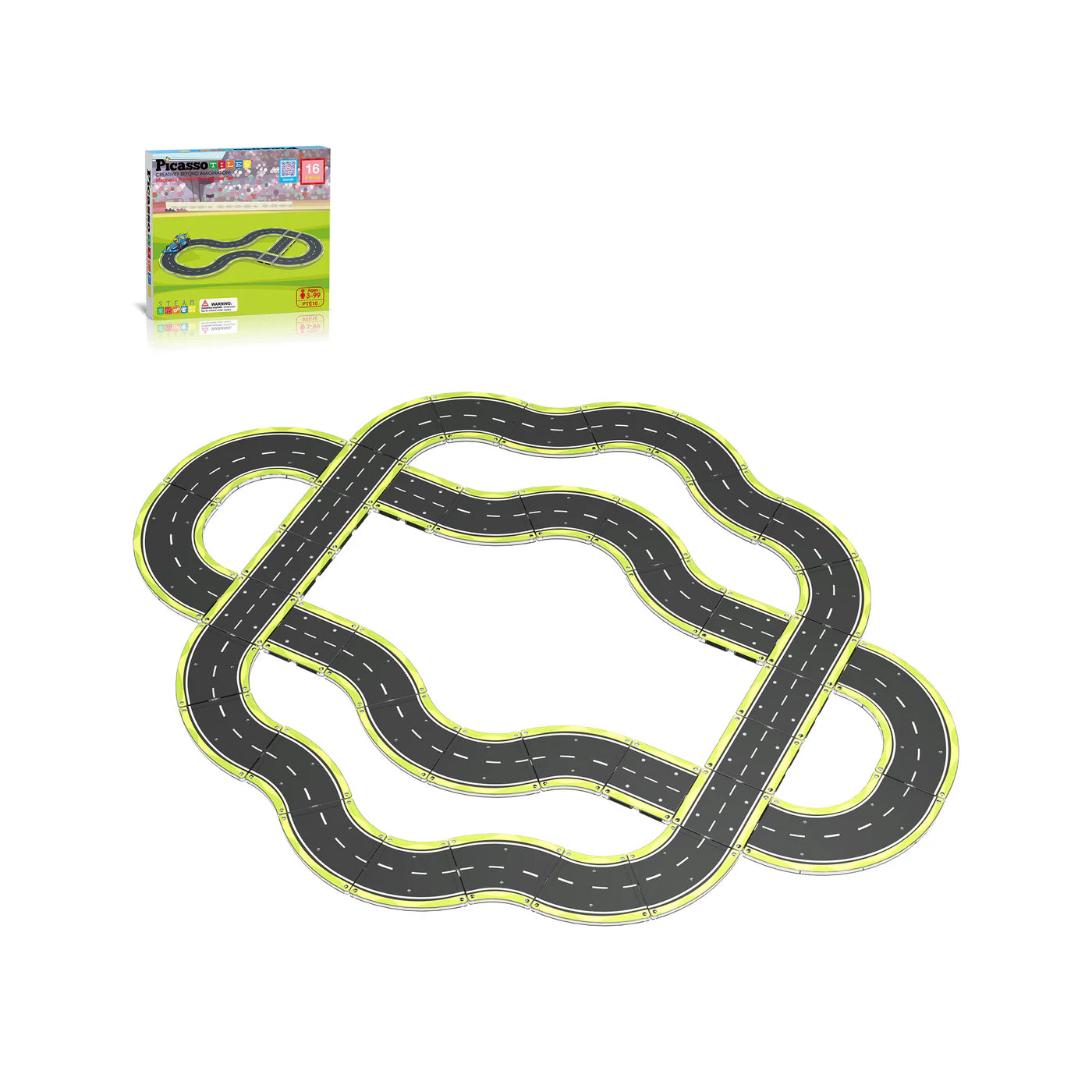 Picasso Tiles Magnetic Racetrack Speedway Tiles
