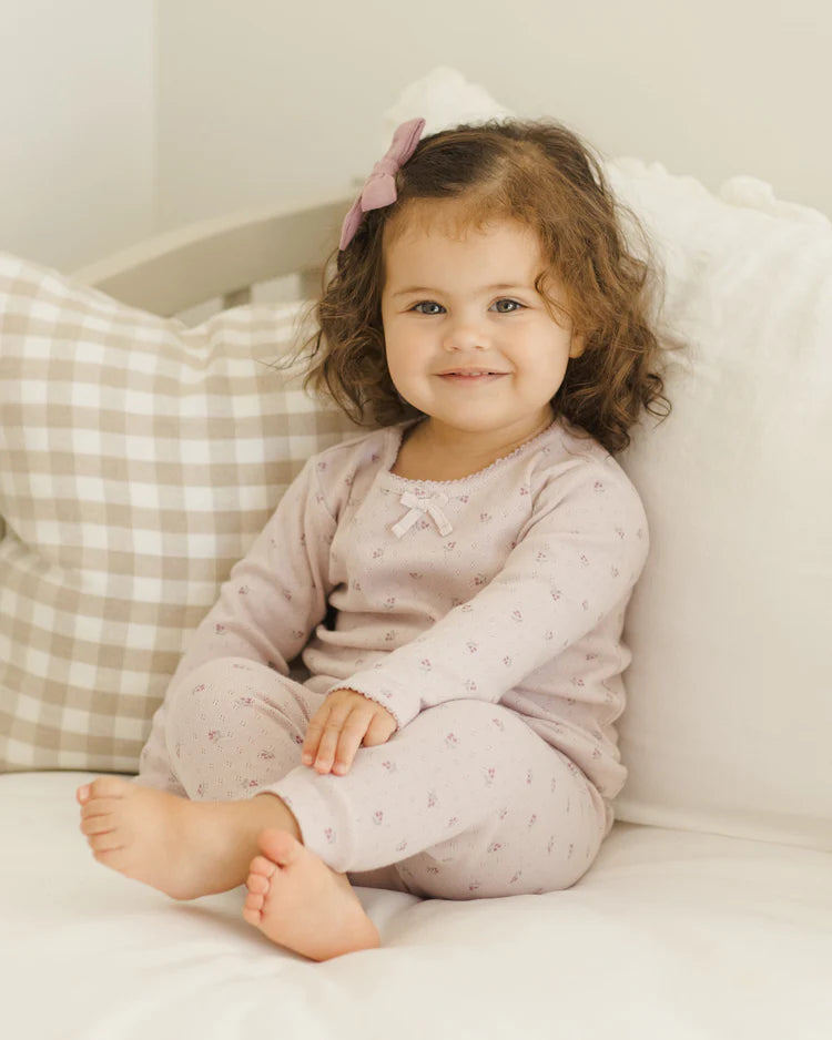 Pointelle Long Sleeve Tee + Legging - Lilac Ditsy