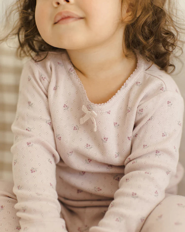 Pointelle Long Sleeve Tee + Legging - Lilac Ditsy