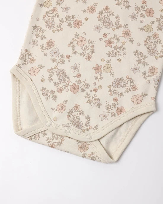 Jersey Bodysuit - 2 Pack Floral Vine - Dusty Rose