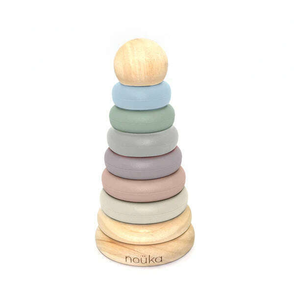 Wood and Silicone Stacker - Assorted Colors