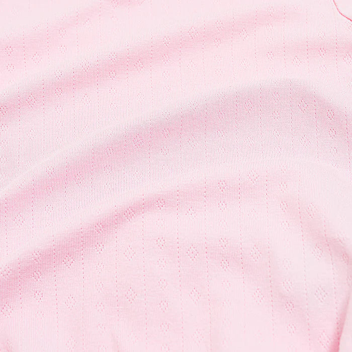 Pointelle Zippered Footie in Sakura