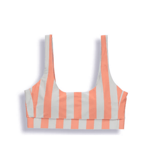 Ladies Bikini Striped Swim Top - Papaya - Size XS