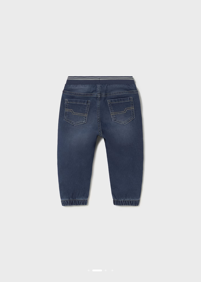Jeans w/ Elastic Waist - Dark Blue - Size 9M